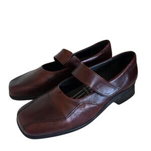 Portania Mary Jane Comfort Shoes Brown Size 8 F1/2 Wide Made in Portugal